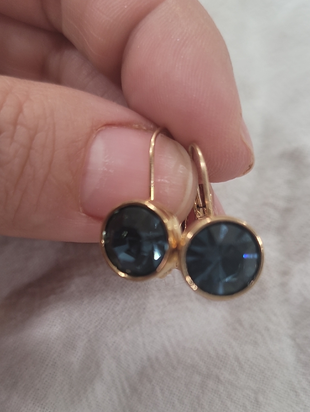 Swarovski Gold-Tone Earrings with Deep Blue Crystals